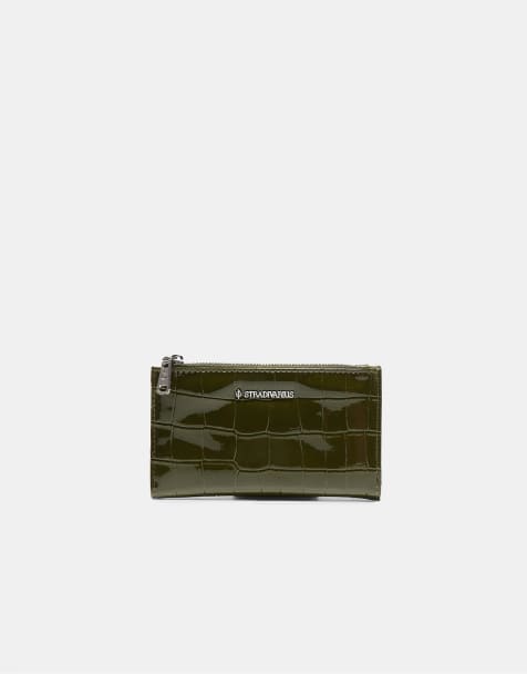 Stradivarius basic portemonnee met rits in kaki - view 1