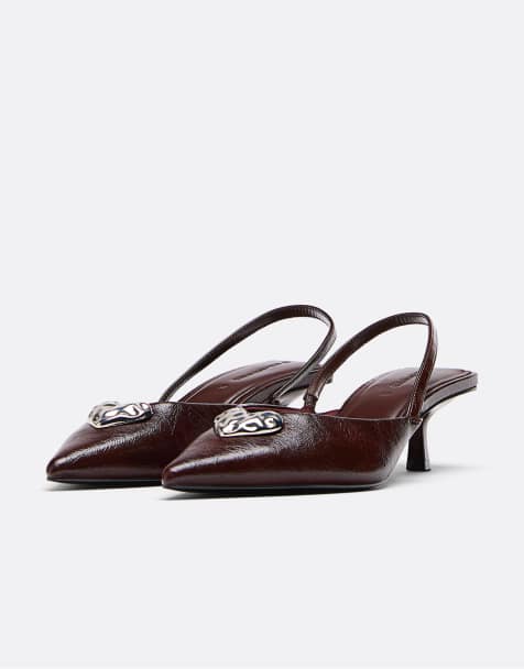 Stradivarius - Basic - Pumps met hoge hak in bruin - view 1