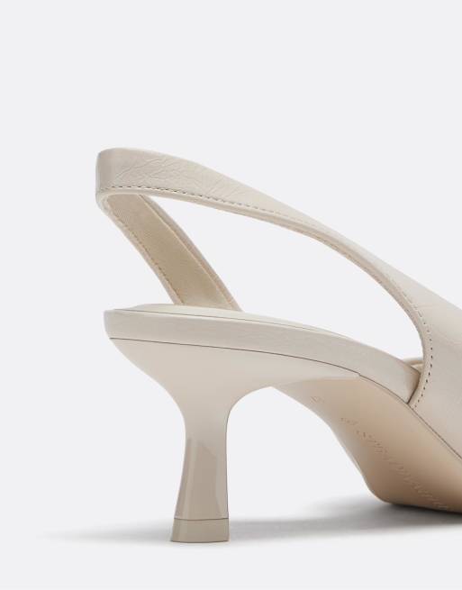 Stradivarius - Basic pumps met hoge hak in ecru, 2 van 4
