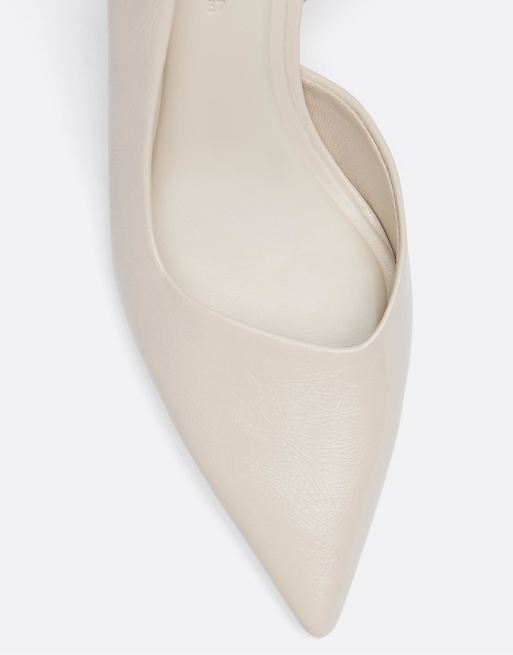 Stradivarius - Basic pumps met hoge hak in ecru, 3 van 4
