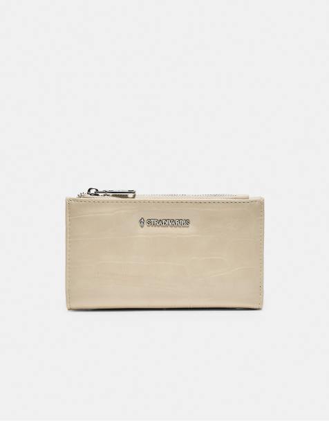 Stradivarius Basic pung med mock croc i ecru - view 1