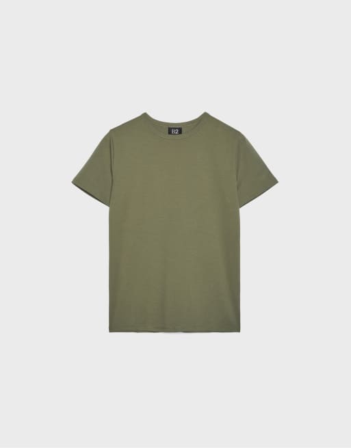 Stradivarius Basic regular fit soft-touch t-shirt in khaki, 6 of 7