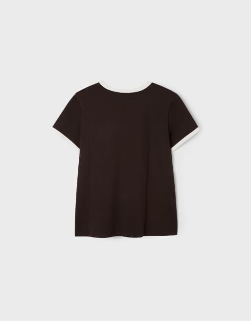 Stradivarius basic regular-fit T-shirt met zachte touch in bruin, 7 van 7