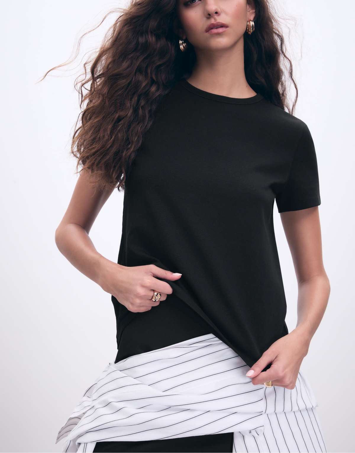 Stradivarius Basic regular soft-touch t-shirt in black