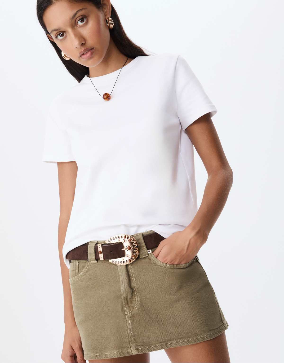 Stradivarius Basic regular soft-touch t-shirt in white