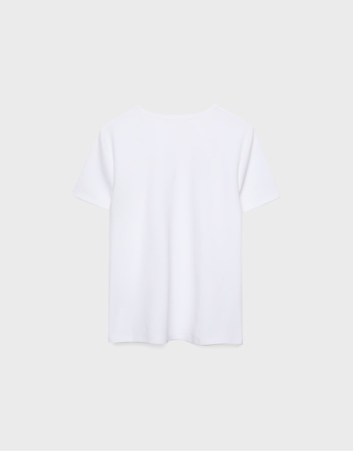 Stradivarius Basic regular soft-touch t-shirt in white, 7 of 7