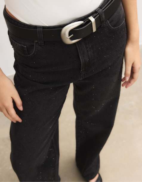 Stradivarius - Basic riem met matte gesp in zwart - view 1