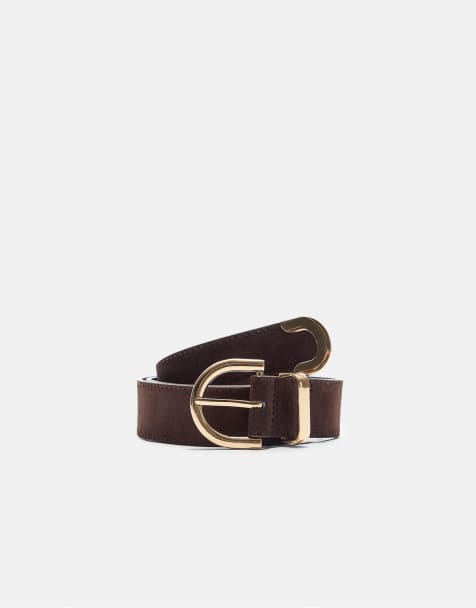Stradivarius - Basic riem met ronde gesp in licht camel - view 1