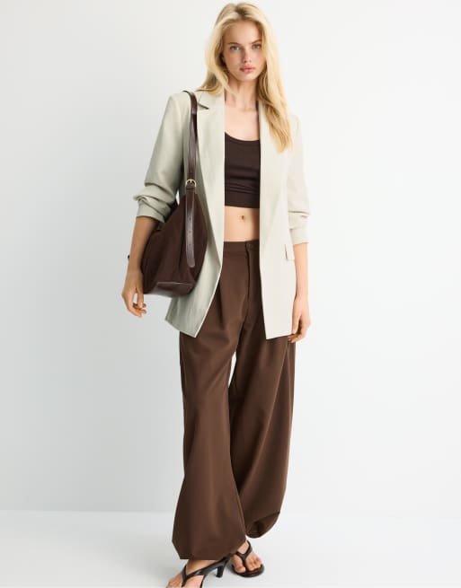 Stradivarius Basic rustic blazer in ice, 2 of 3