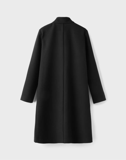Stradivarius Basic soft-touch coat in black, 7 of 7