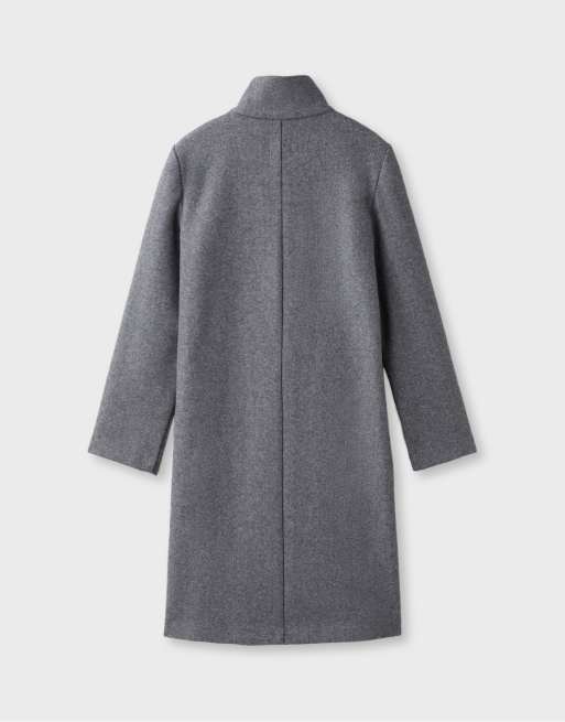 Stradivarius Basic soft-touch coat in dark grey, 7 of 7