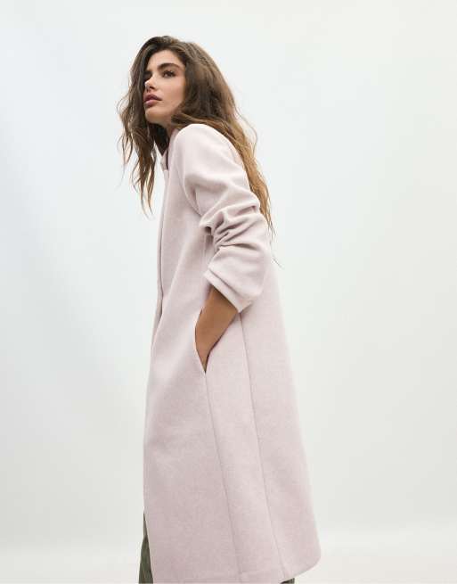 Stradivarius Basic soft-touch coat in ecru, 2 of 7