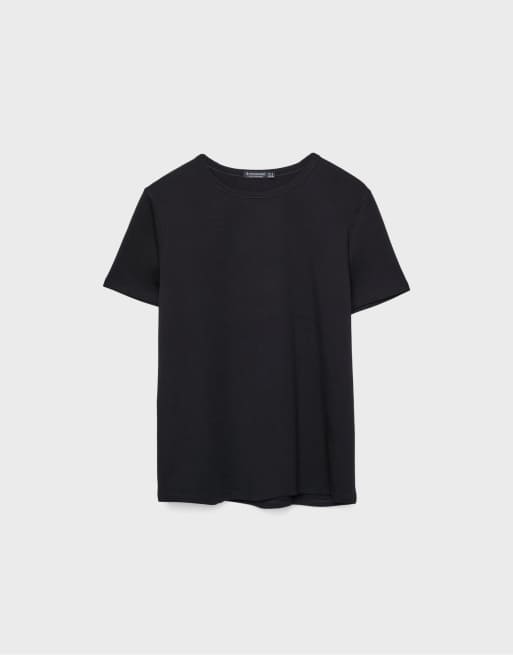Stradivarius – Basic – Svart, mjuk t-shirt med enkel design i regular fit, 6 av 7