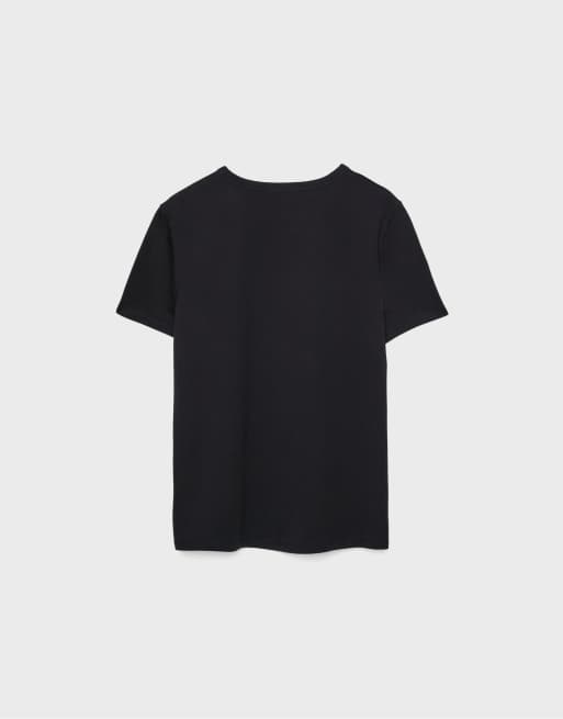 Stradivarius – Basic – Svart, mjuk t-shirt med enkel design i regular fit, 7 av 7