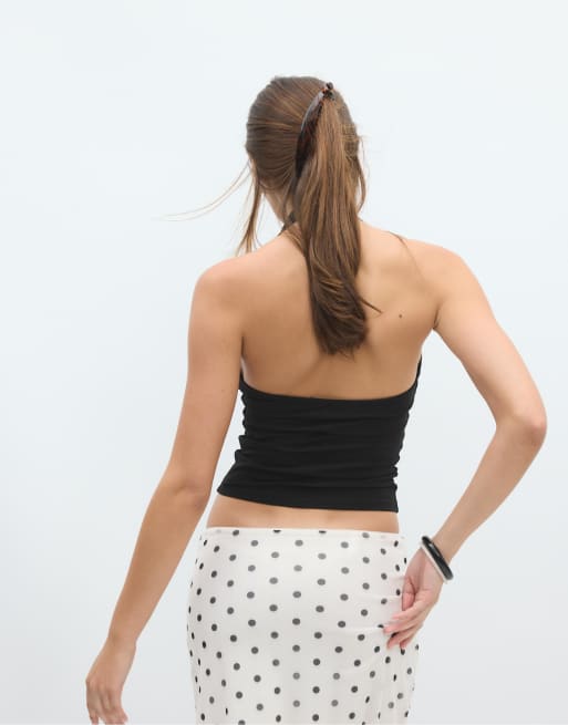 Stradivarius – Basic – Svart topp med halterneck, 3 av 4
