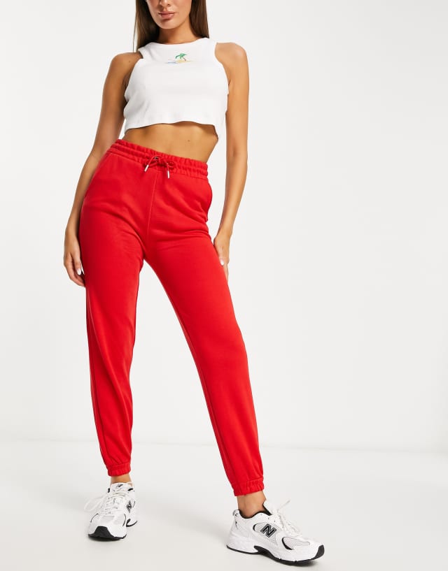 Stradivarius basic sweatpants in red