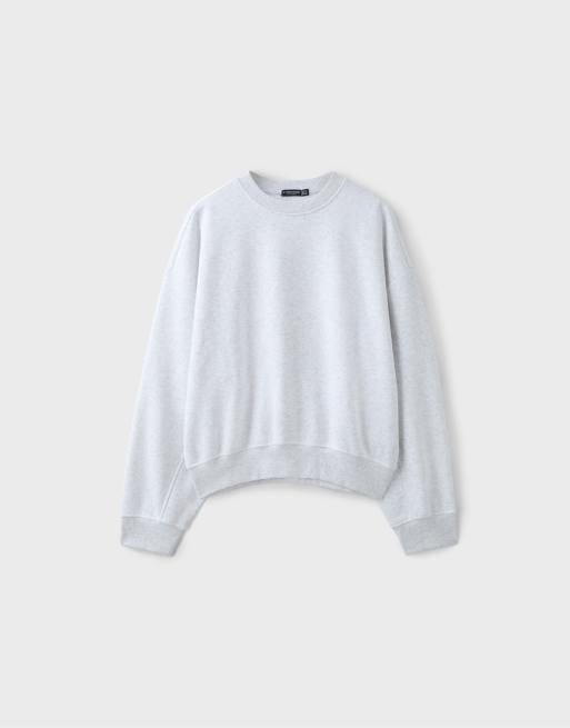 Stradivarius basic sweatshirt i gråmelerad, 6 av 7