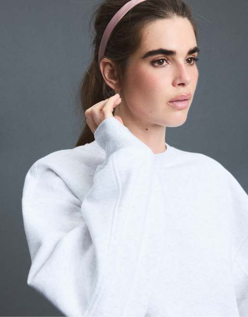 Stradivarius Basic sweatshirt i gråmeleret, 4 af 7