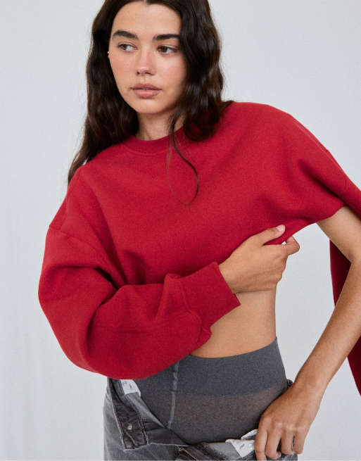 Stradivarius basic sweatshirt i rød, 5 af 7