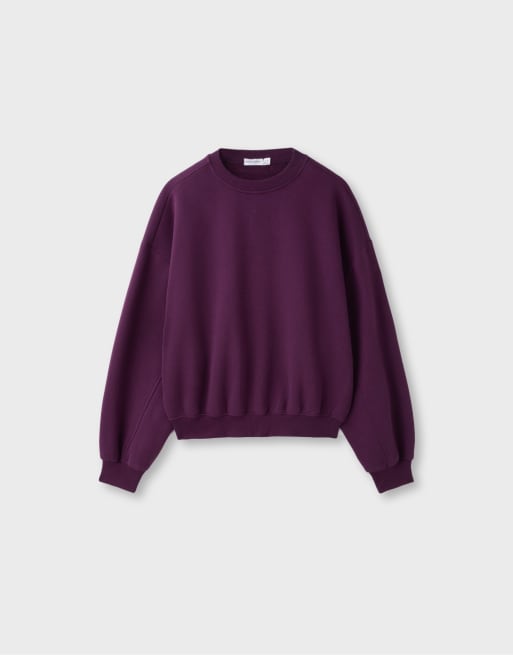 Stradivarius Basic sweatshirt in dark purple, 6 of 7