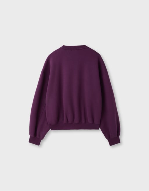 Stradivarius Basic sweatshirt in dark purple, 7 of 7