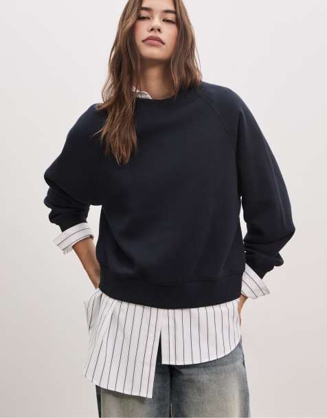 Stradivarius – Basic-Sweatshirt in Dunkelblau - view 1