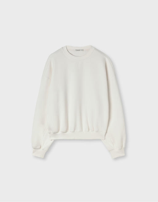 Stradivarius Basic sweatshirt in ecru, 4 of 5