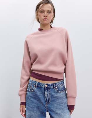 Stradivarius - Basic-Sweatshirt in Rosa