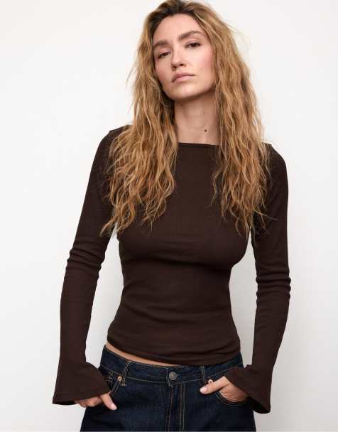 Stradivarius - Basic T-shirt met klokmouwen in groen - view 1