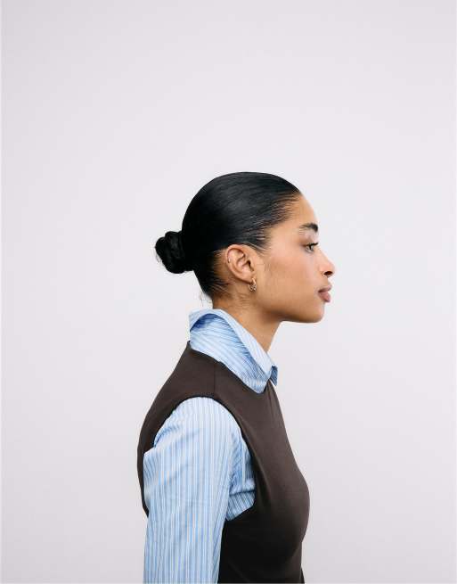 Stradivarius - Basic T-shirt zonder mouwen in bruin, 4 van 4
