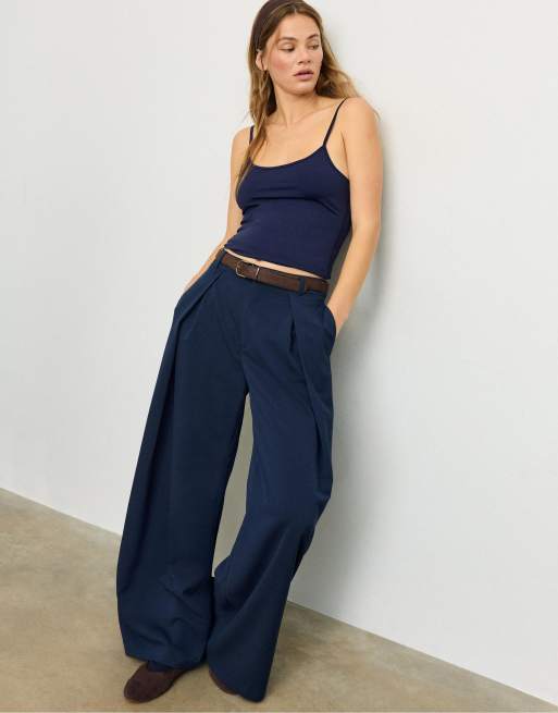 Stradivarius Basic tank top in dark blue, 2 of 4