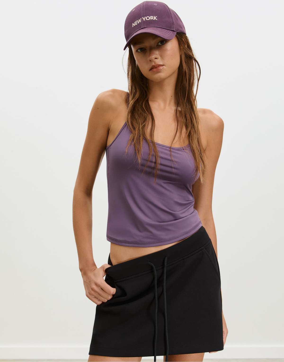 Stradivarius Basic tank top in purple