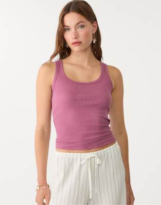 Stradivarius - Basic-Trägertop in Malve-Lila
