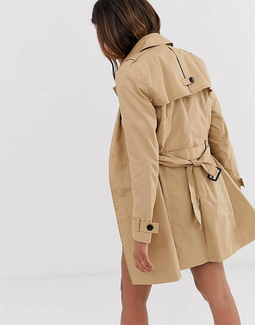 discount 64% Gray S Stradivarius Trench coat WOMEN FASHION Coats Basic 