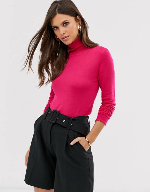 Stradivarius basic turtle neck in pink | ASOS