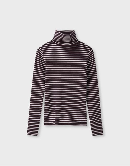 Stradivarius Basic turtleneck jumper in brown, 6 of 7