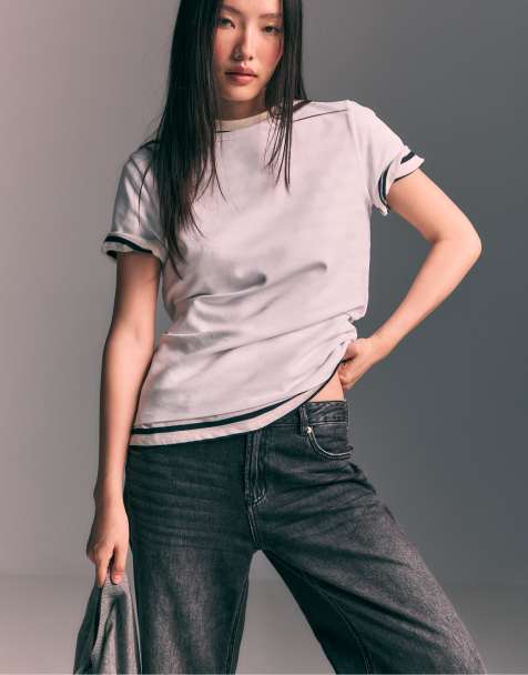 Stradivarius – Basic – Vit, mjuk t-shirt med enkel design i regular fit - view 1