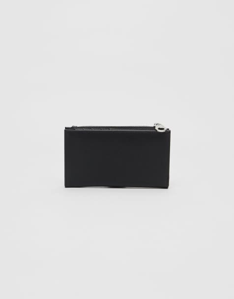 Stradivarius basic zip up purse in black - view 1