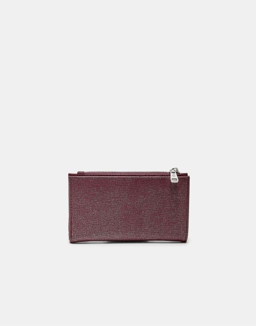 Stradivarius Basic zip-up purse in burgundy, 2 of 4