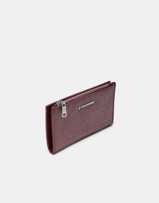 Stradivarius Basic zip-up purse in burgundy, 3 of 4