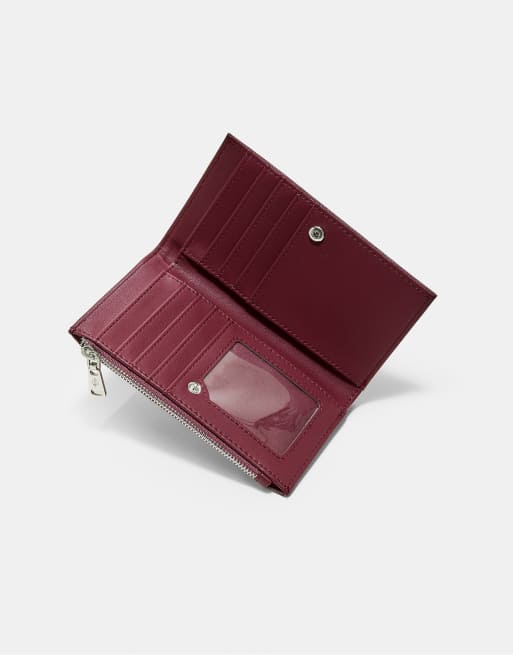 Stradivarius Basic zip-up purse in burgundy, 4 of 4