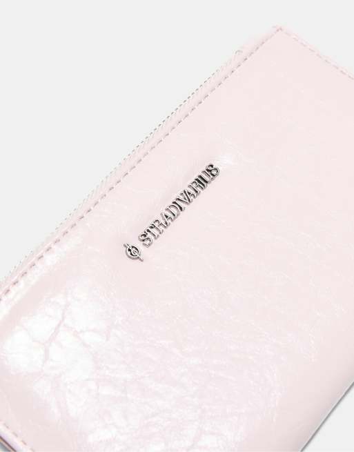 Stradivarius Basic zip-up purse in pastel pink, 4 of 4