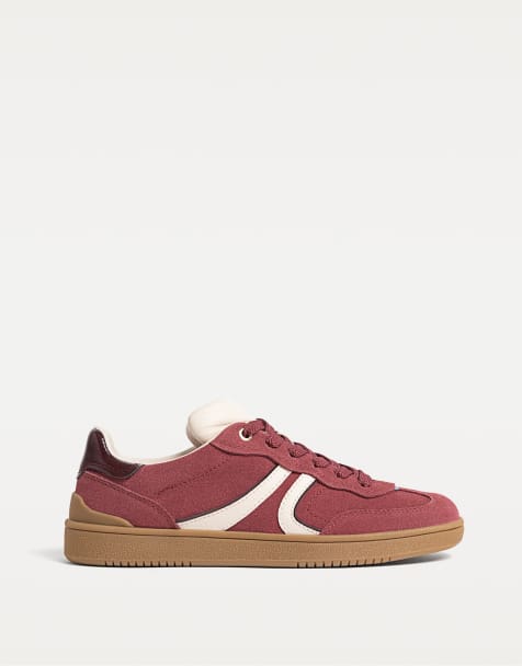 Stradivarius - Baskets casual en cuir - Bordeaux - view 1