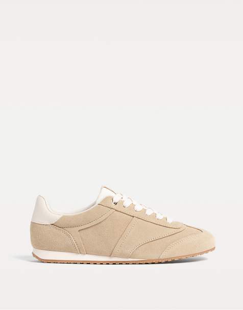 Stradivarius - Baskets en cuir doux - Beige - view 1