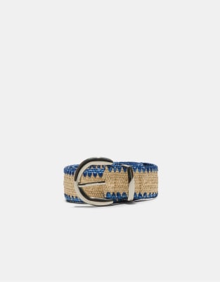 Bastgürtel in Blau mit Ziernähten Blau M