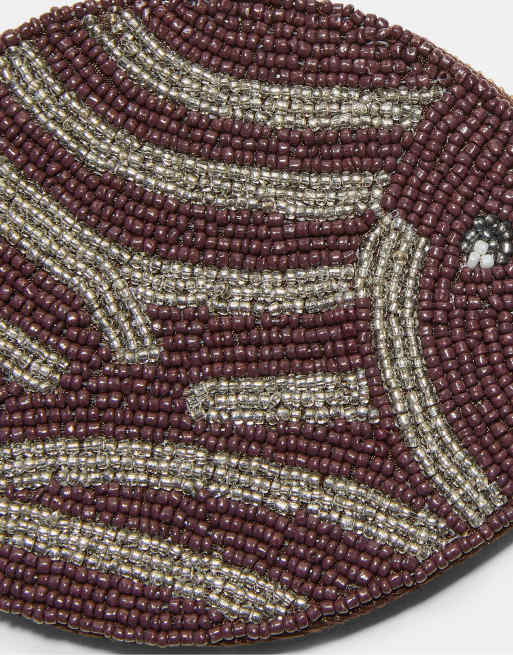 Stradivarius Beaded fish purse in brown, 2 of 4