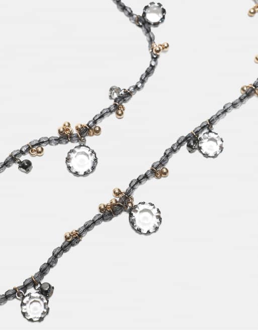 Stradivarius Beaded necklace in grey, 4 of 4