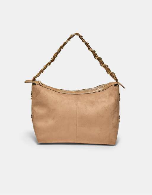Stradivarius – Beige axelremsväska med kedjedetalj, 2 av 3