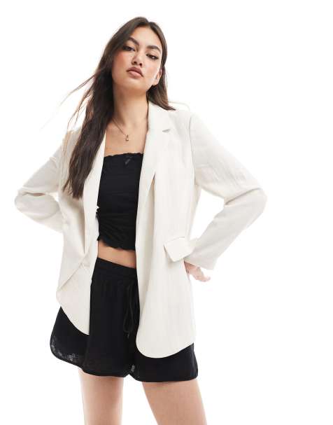 Stradivarius - Beige blazer i krølstof - view 1