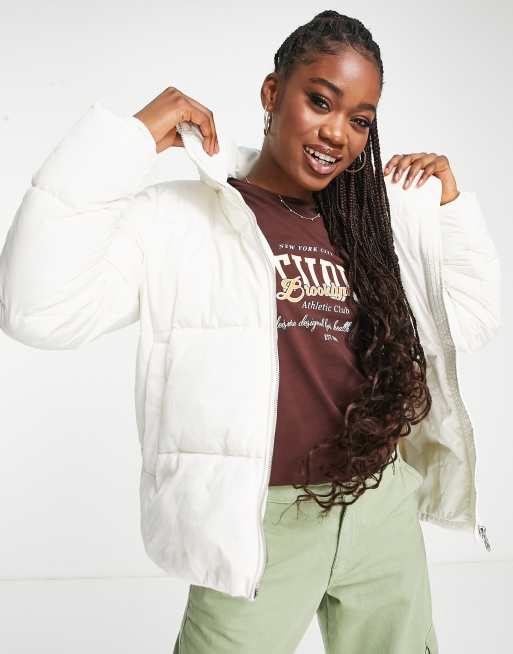 Stradivarius - Beige dynejakke med for